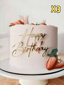 1pc/3pcs/5pcs "Happy Birthday" PMMA Cake Topper Decoration, Modern Letter Pattern Cake Decor, Suitable For Birthday Party, Christmas, Birthday Gift, Cake Decoration, Cake Toppers, Baking Supplies, Kitchen Essentials, Baking Decor, Baking Tools, Cake Supplies, Holiday Gift, Decorations - Style K - View 8