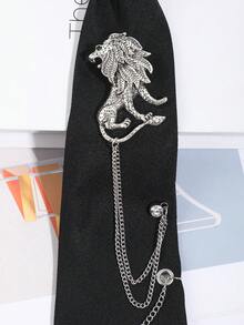 1pc Unisex Fashion Casual Versatile Lion/Pegasus/Faux Crystal Cross Decor Clip-On Tie, Suitable For Shirts, Banquets, Parties - Multicolor - View 7