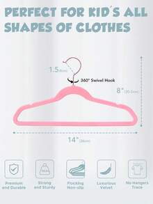 Blauesmeer 60 Pack Velvet Hangers, Premium Kids Hangers For Closet, Ultra-Thin, Cute, Non-Slip, Small Felt Hanger, 14 Inch, For Children's Clothes, Blush Pink - Màu Hồng baby - Xem 2