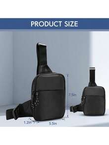 Nuevo Sling Bolsa Pecho Riñonera Bolsa Doble Bolsillo Resistente al Agua para Hombres Mujeres Deportes al Aire Correr Viajes, Negro - 1 - Ver 4