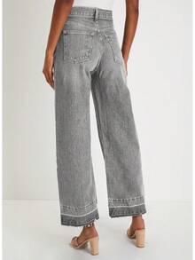 Wide Leg Jeans Straight Leg Jeans Denim Pants Zimbaplatinumhalloween - Cropped Black - View 4