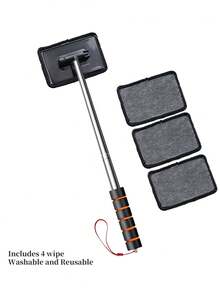 超细纤维挡风玻璃清洁工具 | 可拆卸手柄汽车玻璃雨刮刷，适用于内外玻璃 | 可选2片、4片或6片装清洁布，打造您专属的汽车清洁套装