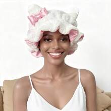2 Choose Update Kitte Ear Christmas White Teddy Satin-Lined Bonnet - Soft Fleece & Satin Lining With Detail For Cozy Comfort & Frizz-Free Hair Care - 白色 - 查看 6