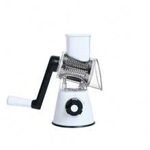 3-In-1 Rotary Cheese Grater & Vegetable Slicer, Mandolin Slicer With Detachable Blades, Built-In Storage Box, Waffle Cutter With Comfort Handle, Strong Suction Base & Nut Chopper, All-In-One Multifunctional Kitchen Gadget - White - View 9