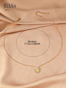 Hihho 1pc Elegant Sparkling Zirconia Daisy Necklace, Sunflower Fashion Luxury Style, Suitable For Girls, Daily Wear, Party, Gift, Vacation And Formal Events