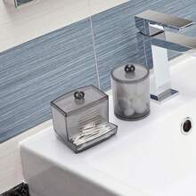 Paquete de 2/3 contenedores de baño dispensador Qtips, soporte para bolas de algodón de 10/7 oz, organizador de tarros de boticário para almacenamiento de hisopo de algodón - 2 piezas - Ver 6