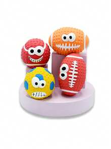 带趣味表情的吱吱作响的乳胶减压球玩具，狗狗训练玩具 - 彩色 - 查看 7