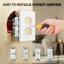 12Pack Duplex Outlet Covers Wall Plate Dual Light Switch Cover UL Listed Standard Size 1Gang 4.53" X 2.76" Unbreakable And High Temperature Resistant Wall Outlet Covers White - White - View 5