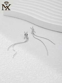 1 Pair Of 925 Sterling Silver Minimalist X-Shaped Cross Zirconia Front-And-Back Style Multi-Wear Fringe Pendant Stud Earrings