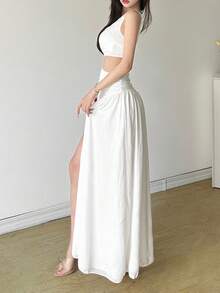 Top Dazzle 修身街头风不对称领口无袖连衣裙 - 白色 - 查看 6