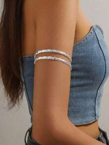 1 قطعة أسورة ذراع ذات تصميم بسيط وأملس متقاطع، قابلة للتعديل، إكسسوار متعدد الاستخدامات لطراز الهيب هوب