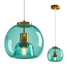 YQYYFC Light Blue Glass Pendant Lights Kitchen Island Gold Hanging Light Fixture Glass Globe Pendant Light Modern Pendant Lighting For Kitchen Island Bedroom Dining Room (7.87") - 7.87 in Light Blue - 查看 10