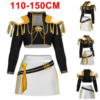NetHong Kids Girls Rumi Zoey Mira Cosplay K.Pop Demon Hunters Cosplay Costume Black Golden Role Playing Outfit Suit Halloween