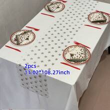 1/2 件装金色箔纸星形图案桌旗，尺寸为 11.02*108.27 英寸，适用于节日派对、家庭聚会、节日装饰、婚礼、宴会、室内外餐桌摆饰。 - 彩色 - 查看 12