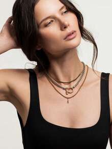 1 chiếc vòng cổ mặt dây chuyền hình tia chớp bằng thép không gỉ 18K chống nước thời trang cổ điển cá nhân hóa phong cách Punk đường phố nhiều lớp nhiều màu, phù hợp cho cả nam và nữ, dùng hàng ngày, tiệc tùng, lễ hội âm nhạc, sinh nhật, ngày lễ, năm mới, ngày lễ tình nhân, ngày của mẹ - Nhiều màu - Xem 5