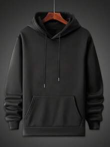 Zrgoth Men's Casual Versatile Healing Warm Slogan Print Kangaroo Pocket Hoodie Sweatshirt, Suitable For Couples, Autumn/Winter - Black - View 7