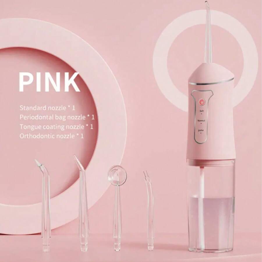 Wireless Electric Water Flosser Set, Comes With 4 Nozzle Heads - 360° Rotating Nozzle,And 3 Cleaning Modes USB Rechargeable, Lithium Battery, Suitable For Daily Teeth And Gum Cleaning, Unisex, Making It A Perfect Holiday Gift. Dental Cleaning Device - Multicolor - View 1