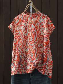 休闲宽松奢华时尚衬衫，女士时尚上衣，夏季 - 紅色 - 查看 1