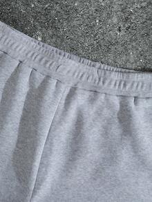 Men's Y2K Style Autumn And Winter Collection - Star Flame - Printed Pattern Design Drawstring Sweatpants, Loose Casual Sports Pants, 250g Polyester Soft Fabric, Machine Washable, Local Warehouse, Fashionable And Versatile, Straight Leg Pants Suitable For Boys And Girls Returning To School, Streets, Outdoor Sports Wear - 灰色 - 查看 5