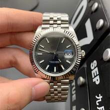 Factory Low Price Cross-Border Foreign Trade Laojia Log Watch Men's Watch Fully Automatic Mechanical Watch Mechanical Watch Stainless Steel Band Waterproof Watch Men - Platinum Steel  1 - View 8