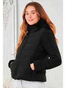 Women Winter Coats - Black - View 2