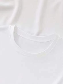 Camiseta de manga corta con cuello redondo para parejas, con estampado de letras de pareja, cómoda y elegante, adecuada para uso diario informal. - Hombres - Blanco - View 4