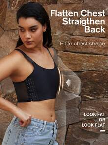 1pc Women Elastic Compression Sports Bra, Minimizing Bust, Seamless Shaping Vest Camisole