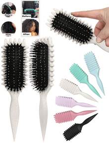 2035-brushes Cepillo rizador, adecuado para peinar, dar forma y fijar el cabello rizado, tanto para hombres como para mujeres, se puede usar en cabello seco o húmedo - Multicolor - Ver 4