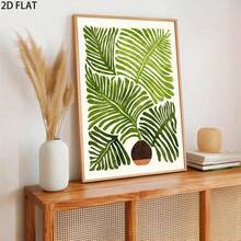 1PC Modern Realistic Art Style Leaf And Plant Oil Painting On Canvas, Wall Art Decoration For Rooms, Corridors, Study Rooms, Bedrooms, Wall Decorations, Autumn Decorations, Cartoon Retro Style Leaf Printed Poster Images(No Frame) - Multicolor - View 5