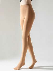 1双女士杏色抓绒连裤袜，弹力修身柔软抓绒踩脚连裤袜，适合春秋季穿着，舒适保暖 - 杏色 - 查看 7