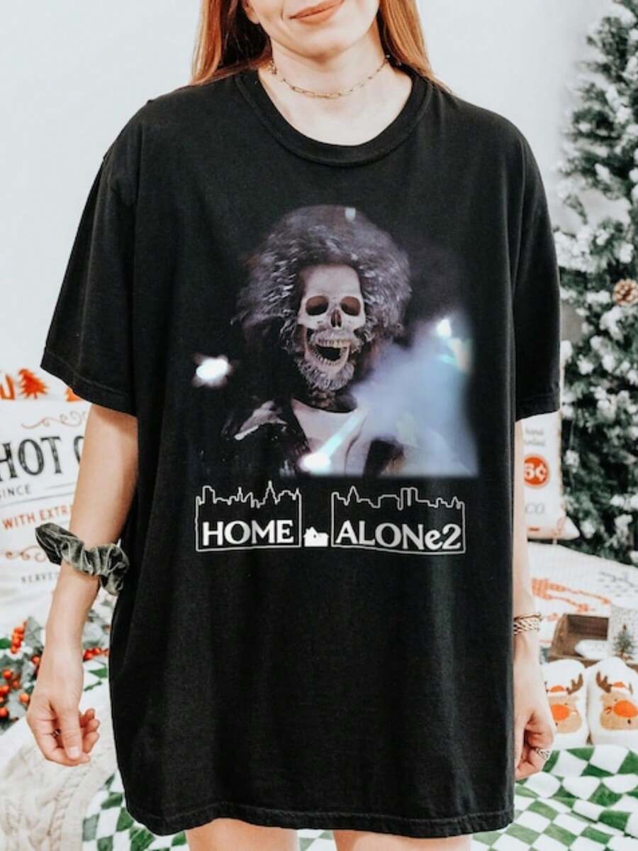 Marv Unisex T-Shirt, Home Alone 2 Lost In New York, Marv Electrocuted, Daniel Stern, - 黑色 - 查看 1