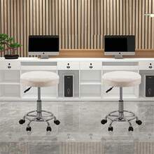 Round Bar Stool Covers Solid Color Stool Seat Covers Dustproof Slipcovers For Swivel Chairs Or Barstools - White - View 1