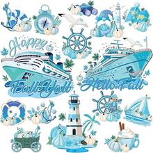 Fall Cruise Door Magnet - 16 Pcs Halloween Large Ship Decorations Funny Mailbox Covers Magnetic Cute Blue Pumpkin Cabin Anchor Stateroom Stickers Decals For Fridge Refrigerator Party Decor - 秋季-16件 - 查看 2
