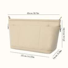 1 件女士多用途毡衬里内袋，大容量可洗化妆包，桌上收纳袋，洗漱包 - 米色 - 查看 15