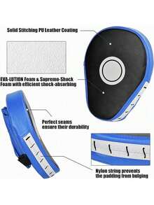 2PCS Boxing Mitts, Punching Mitts, Kickboxing Muay Thai Pads, Training Boxing Target Pads/Gloves, Martial Arts Youth, Men & Women (PU Leather) - Azul - Ver 2