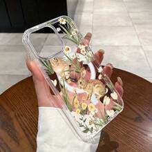 Funda magnética para phone 11/12/13/14/15/16/Pro Max. Diseño con conejito de Pascua clásico. Resistente, compatible, a prueba de golpes, de silicona. Elegante, duradera y fácil de usar - transparente - Ver 4