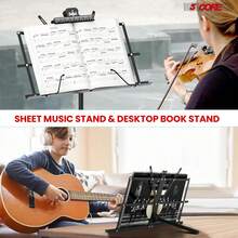 5 Core Sheet Music Stand Foldable Adjustable Bookstand - Black - View 9