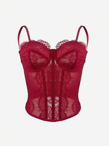 RAHQ 1 件女士时尚蕾丝边紧身胸衣短款上衣，性感紧身吊带内衣紧身胸衣上衣，适合派对、旅行、聚会、圣诞节、情人节、万圣节