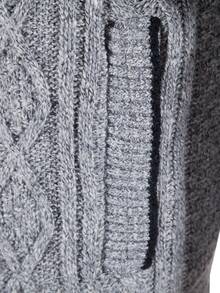 男士休闲舒适纯色几何图案拉链开衫，简约高端针织开衫，秋冬长袖上衣 - 淺灰色 - 查看 10