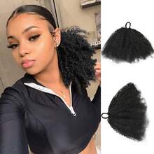 African Black Wig, Ponytail, Fluffy Small Curly Hair, Children's Explosive Head, 8 Clusters, Spring Wound Headband, Daily Wearing Wig, Hair Extensions For Women - Multicolor - View 2
