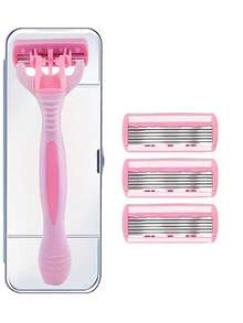 Smooth Glide 6-Layer Stainless Steel Razor For Women - Portable, Fragrance-Free Body Hair Removal Tool With Flexible Head,With Storage Box - Pink - View 18