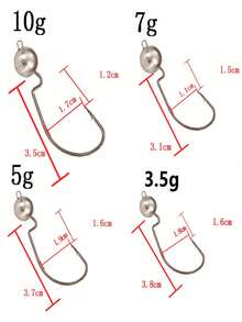 10 piezas de anzuelos con cabeza de plomo para cebo blando, con espiga curva de barriga ancha y fondo antiatasco, adecuados para accesorios de pesca