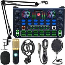 Podcast Equipment Bundle Audio Interface, DJ Mixer, BM-800 Condenser Microphone, Studio Equipment With Mic Arm, Streaming, Voice Over, Singing, PC - Black - View 16