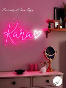 Customized LED Neon Sign Board, Indoor Decor, Personalized Gift, USB Powered, Romantic Home Decor, Perfect For Wall Decoration, Christmas, Halloween, Party,Fairy Lights - Light Pink - View 5