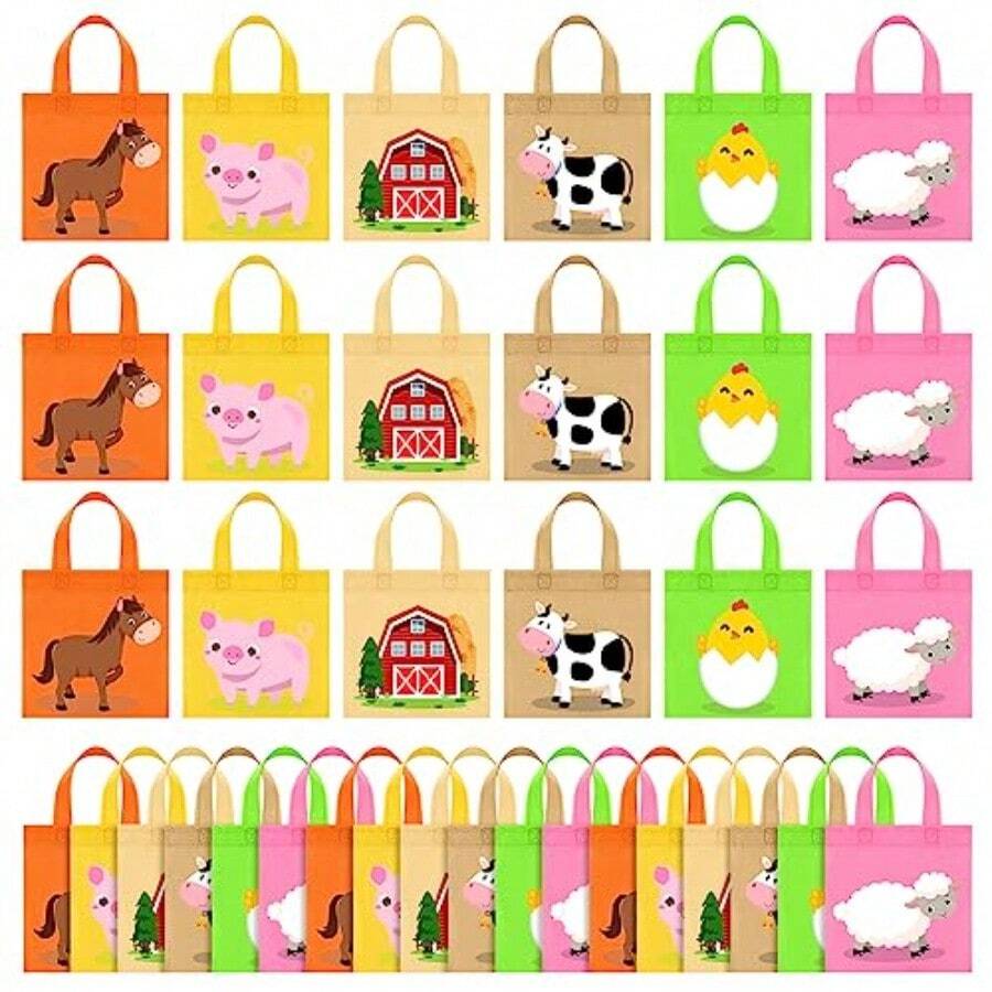 D36 Pcs Farm Animal Party Favor Bags Barnyard Gift Goodie Treat Bags ...