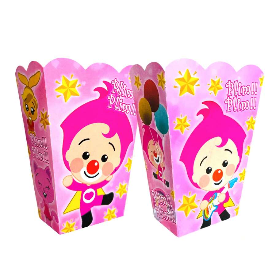 Artículos de Fiesta de Plim y Plim Niña Rosa, Abeja Rosa payasito Platos, Vasos, Dulceros, Palomero, Lona, Mantel, Globos, Pines, Botones, Gorritos, Gorro, Banderín Decoración Pastelero Aguinaldo Bolo Volo Caja Adornos Palomeras Vajilla Desechables - Palomero - 10pz - Ver 1