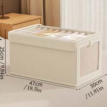 Large Capacity Storage Basket: A Sturdy And Durable Fabric Storage Box Suitable For Organizing Clothes. It Is Equipped With A Transparent Observation Window And Adopts A Foldable Design For Easy Storage. Available In Beige And Gray Colors, It Combines Clothing Organization, Storage, Foldable Storage, And Storage With An Observation Window, Making It A Great Helper For Your Clothing Storage Needs.