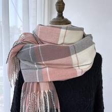 Autumn And Winter Retro Scottish Plaid Versatile Scarf - Thickened Warm Teen Casual Scarf, Suitable For Decoration - Windproof, Cycling Warm Scarf - Universal Tassel Scarf - Christmas Gift - Multicolor - View 10
