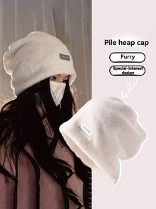 Orejera de invierno, gorro de punto de piel de conejo sintética, a prueba de viento, cálido, duradero, gorra con capas - Blanco - Ver 6