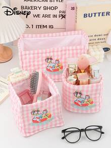 Disney 1个装大容量化妆篮，绣有米妮米奇图案，桌面收纳篮，办公杂物收纳篮，桌面收纳篮，化妆品收纳篮，护肤品收纳篮，婚礼伴娘礼物，妈妈礼物，生日礼物，送给朋友和老师的礼物，家居装饰，浴室客厅卧室装饰。